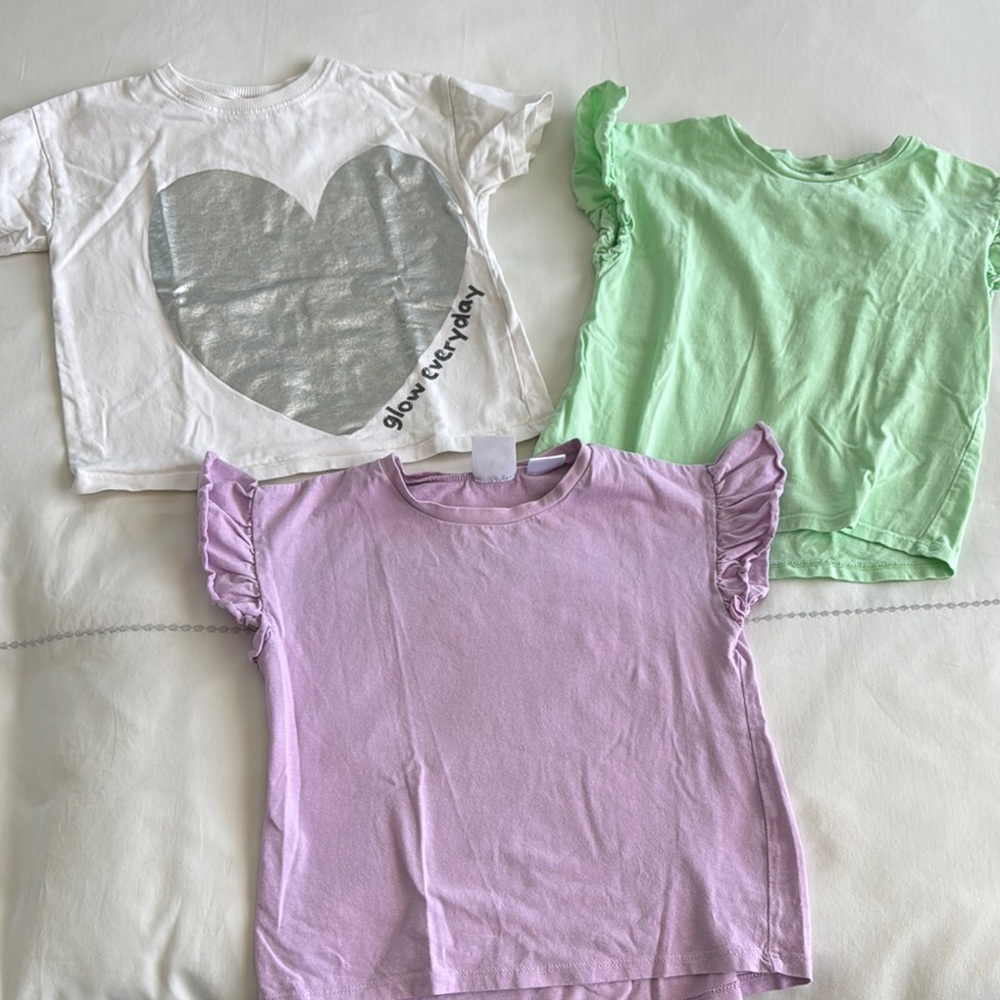 Zara Kids Sleeve T-Shirts - White, Green, and Purple